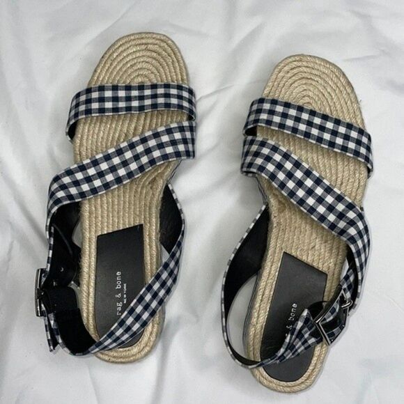 New RAG & BONE Womens Size 40 / US10 Plaid Print Slingback Sandals - Picture 6 of 9